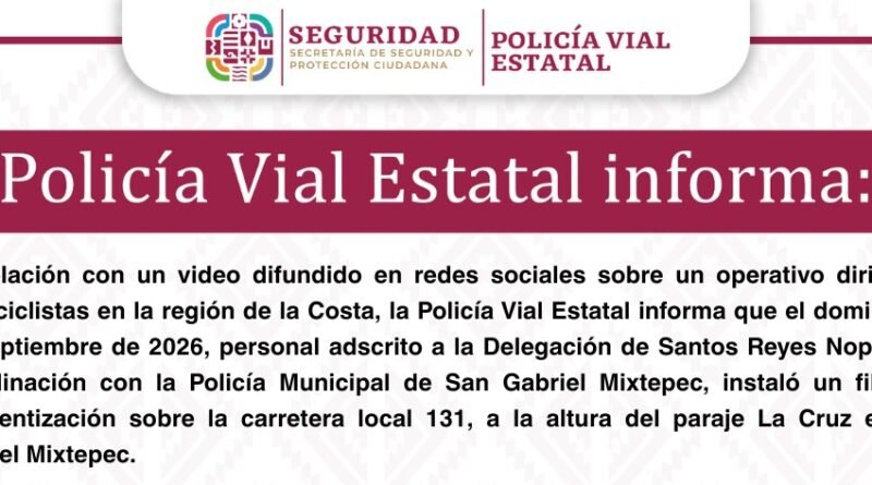 La Dirección General de la Policía Vial Estatal de #Oaxaca informa: